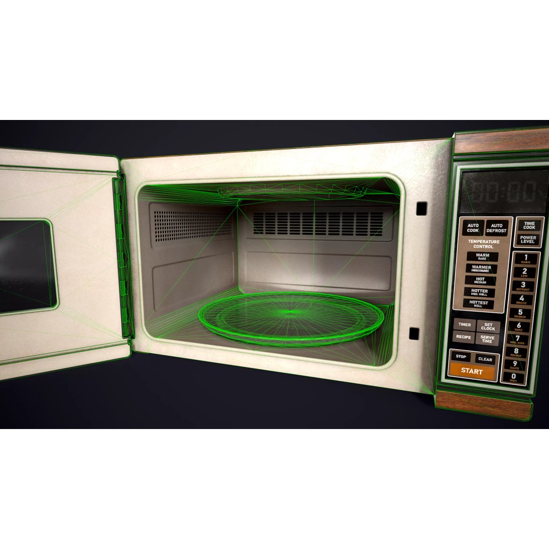 Vintage Microwave 3D Model – Low Poly Retro Kitchen Appliance, FBX - View 19