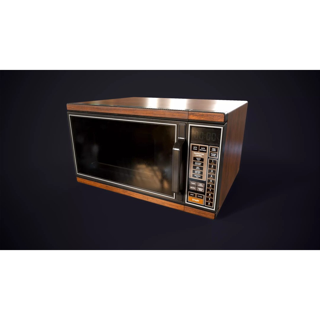 Vintage Microwave 3D Model – Low Poly Retro Kitchen Appliance, FBX - View 2