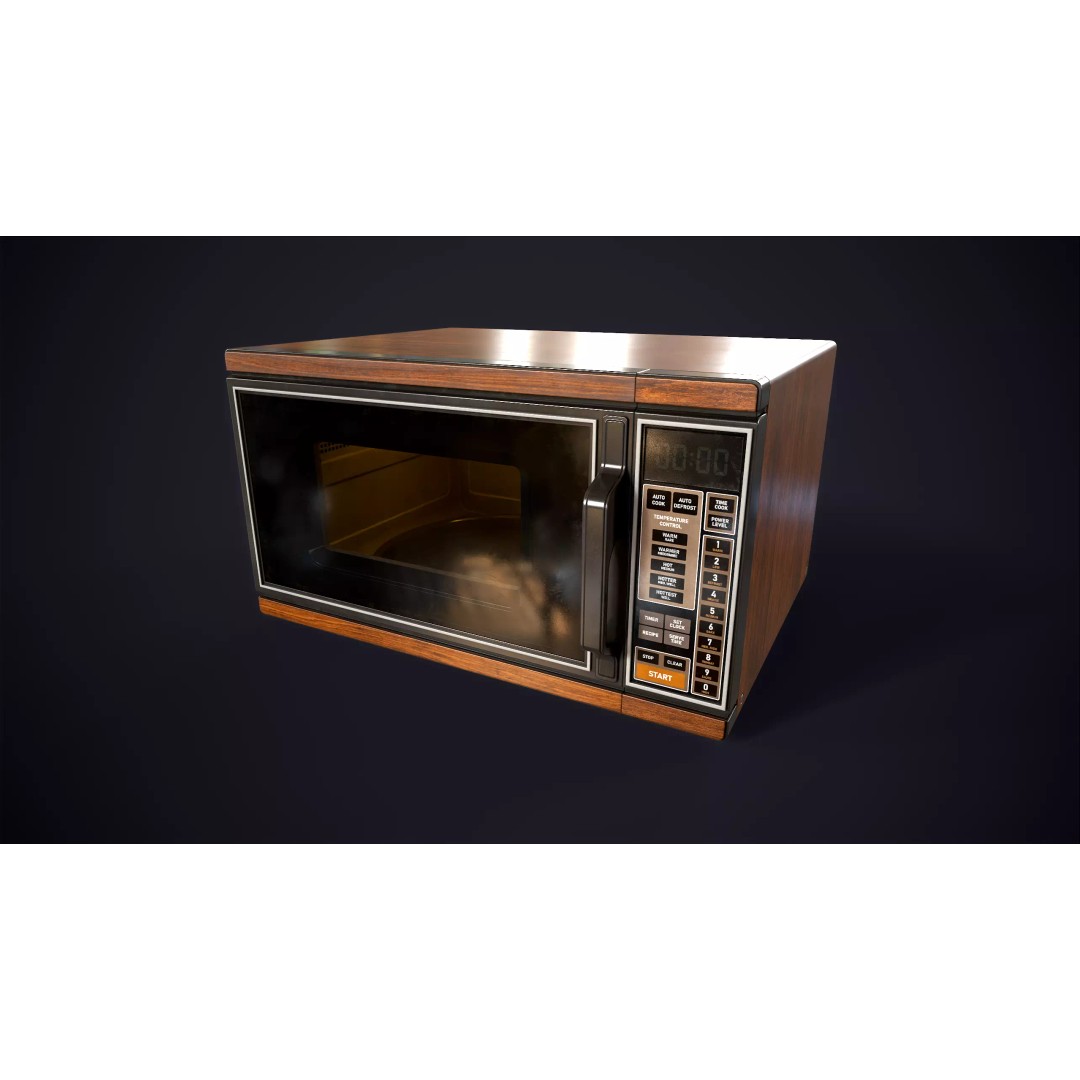 Vintage Microwave 3D Model – Low Poly Retro Kitchen Appliance, FBX - View 4