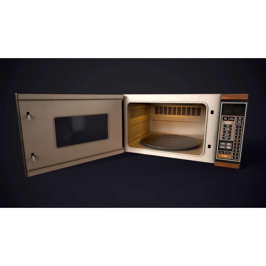 Vintage Microwave 3D Model – Low Poly Retro Kitchen Appliance, FBX - View 6