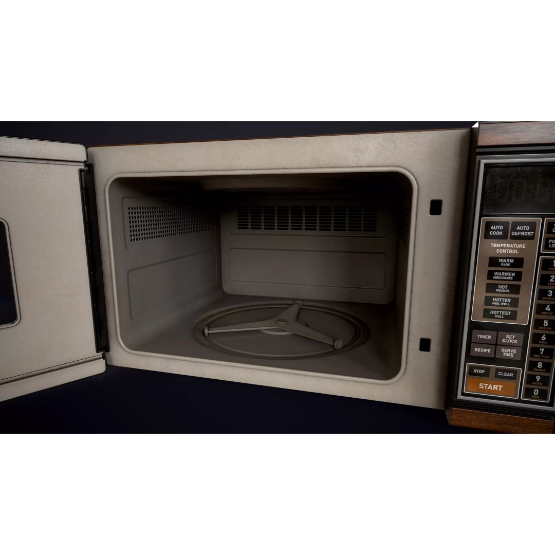 Vintage Microwave 3D Model – Low Poly Retro Kitchen Appliance, FBX - View 7