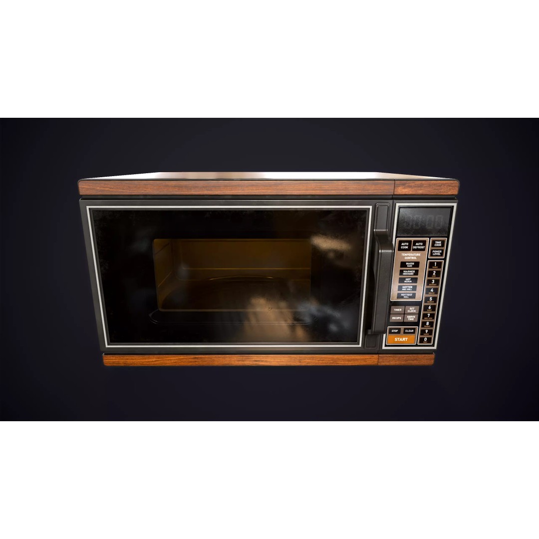 Vintage Microwave 3D Model – Low Poly Retro Kitchen Appliance, FBX - View 8