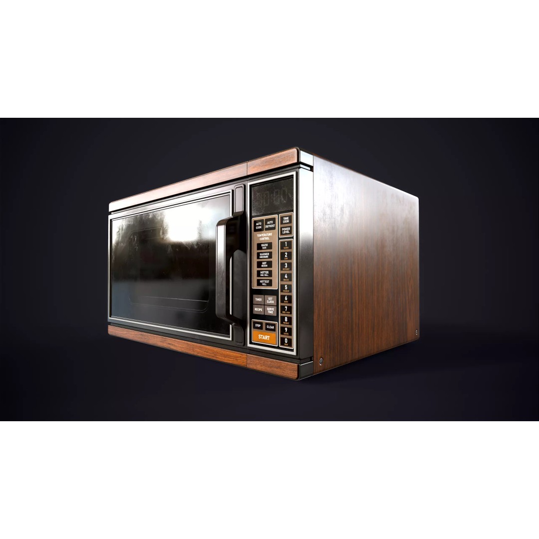 Vintage Microwave 3D Model – Low Poly Retro Kitchen Appliance, FBX - View 9
