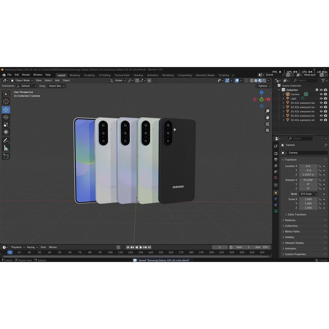 Samsung Galaxy A36 5G 3D Model – Low Poly Game Asset, FBX, OBJ - View 37