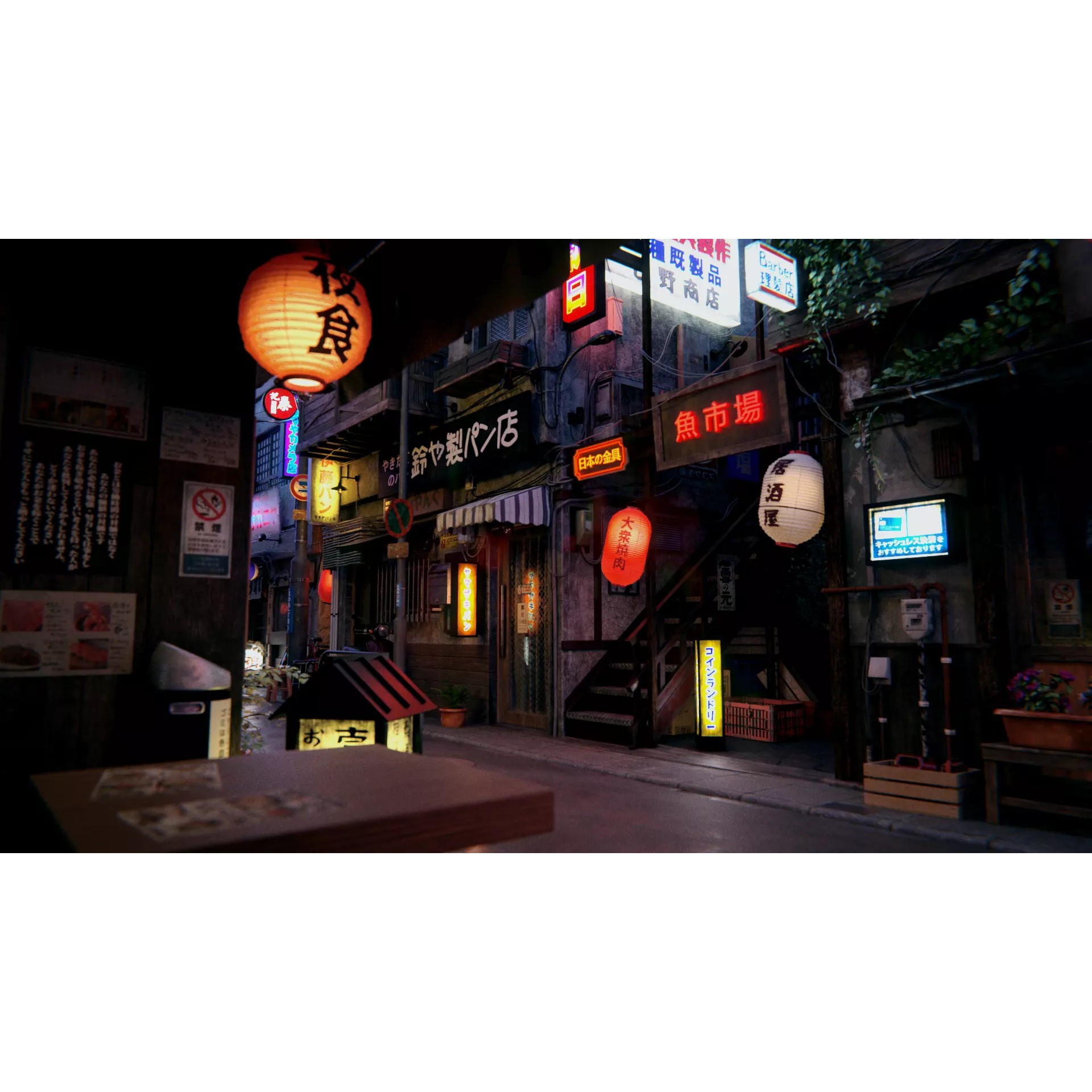 Japanese City Streets Pack - Low-Poly Game-Ready 3D Model - View 14