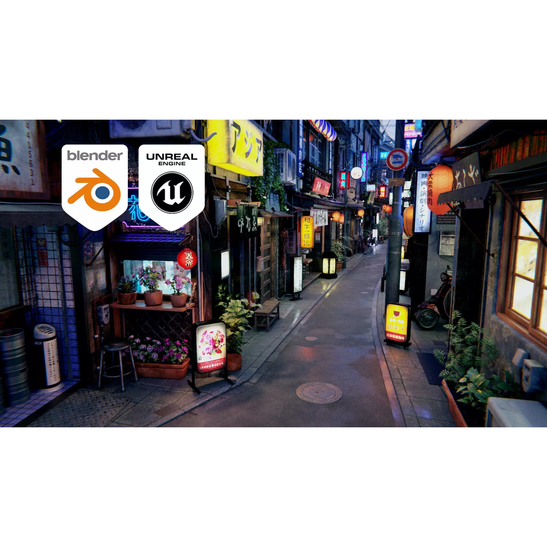 Japanese City Streets Pack - Low-Poly Game-Ready 3D Model - View 2