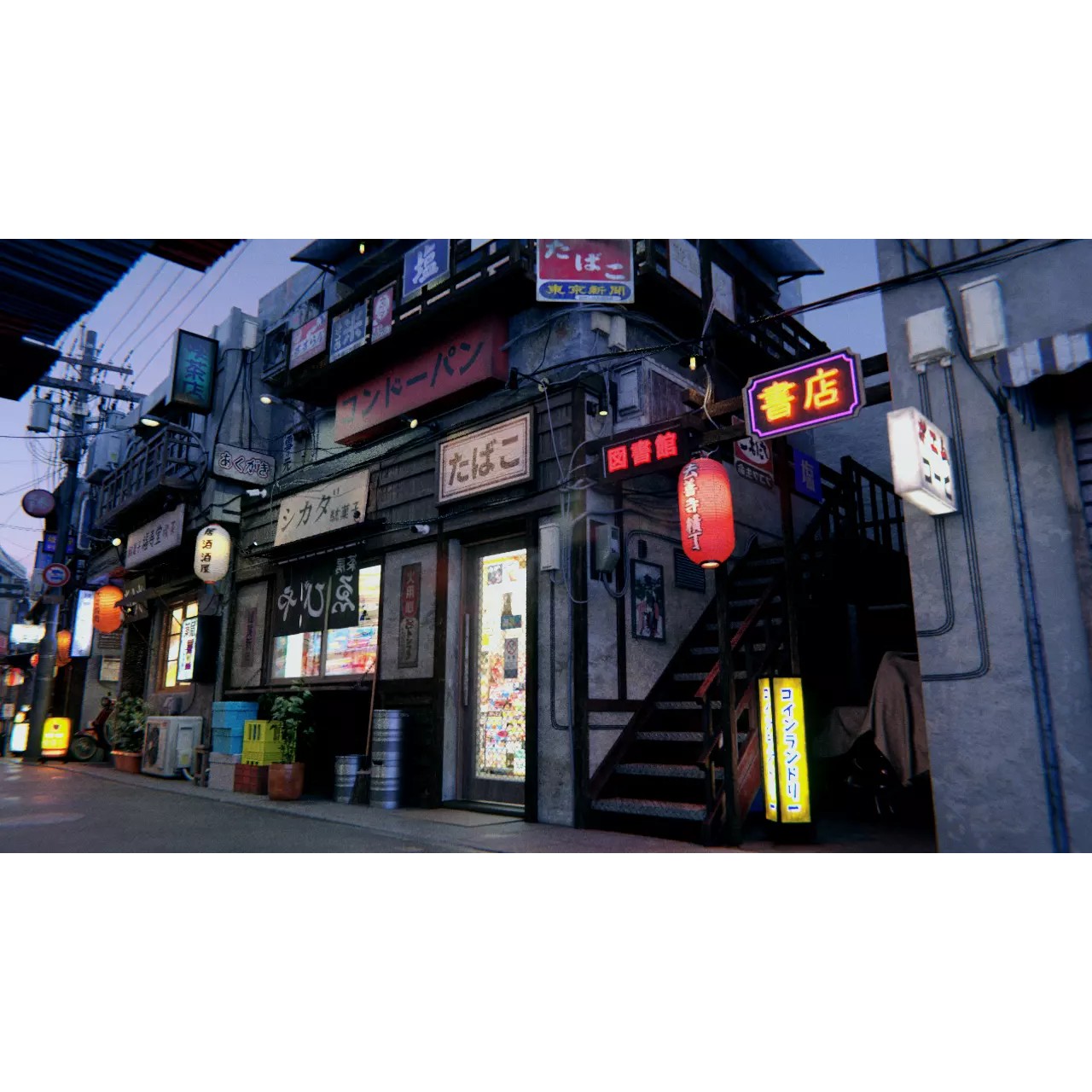 Japanese City Streets Pack - Low-Poly Game-Ready 3D Model - View 23