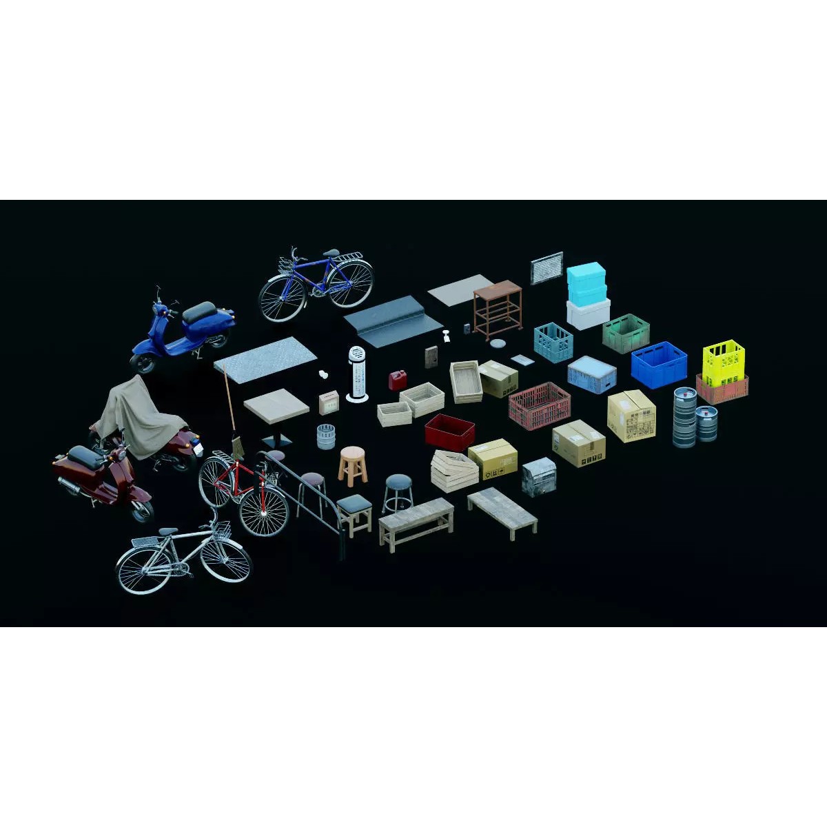 Japanese City Streets Pack - Low-Poly Game-Ready 3D Model - View 27