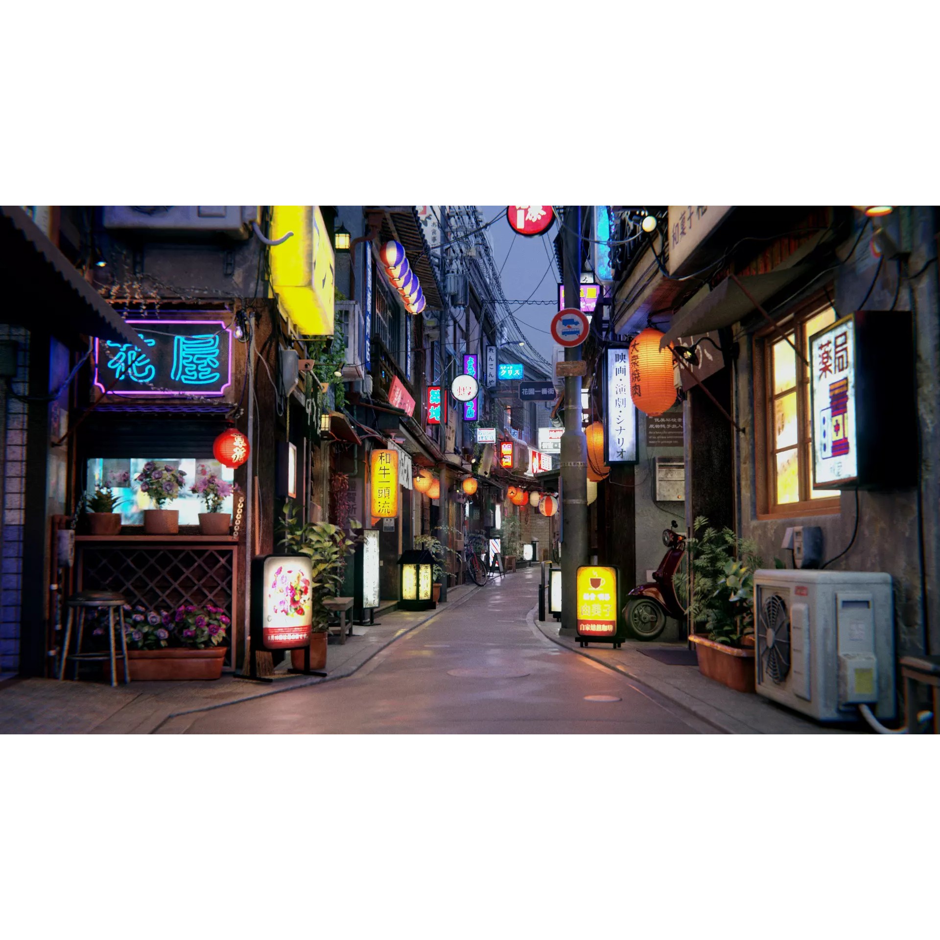 Japanese City Streets Pack - Low-Poly Game-Ready 3D Model - View 3