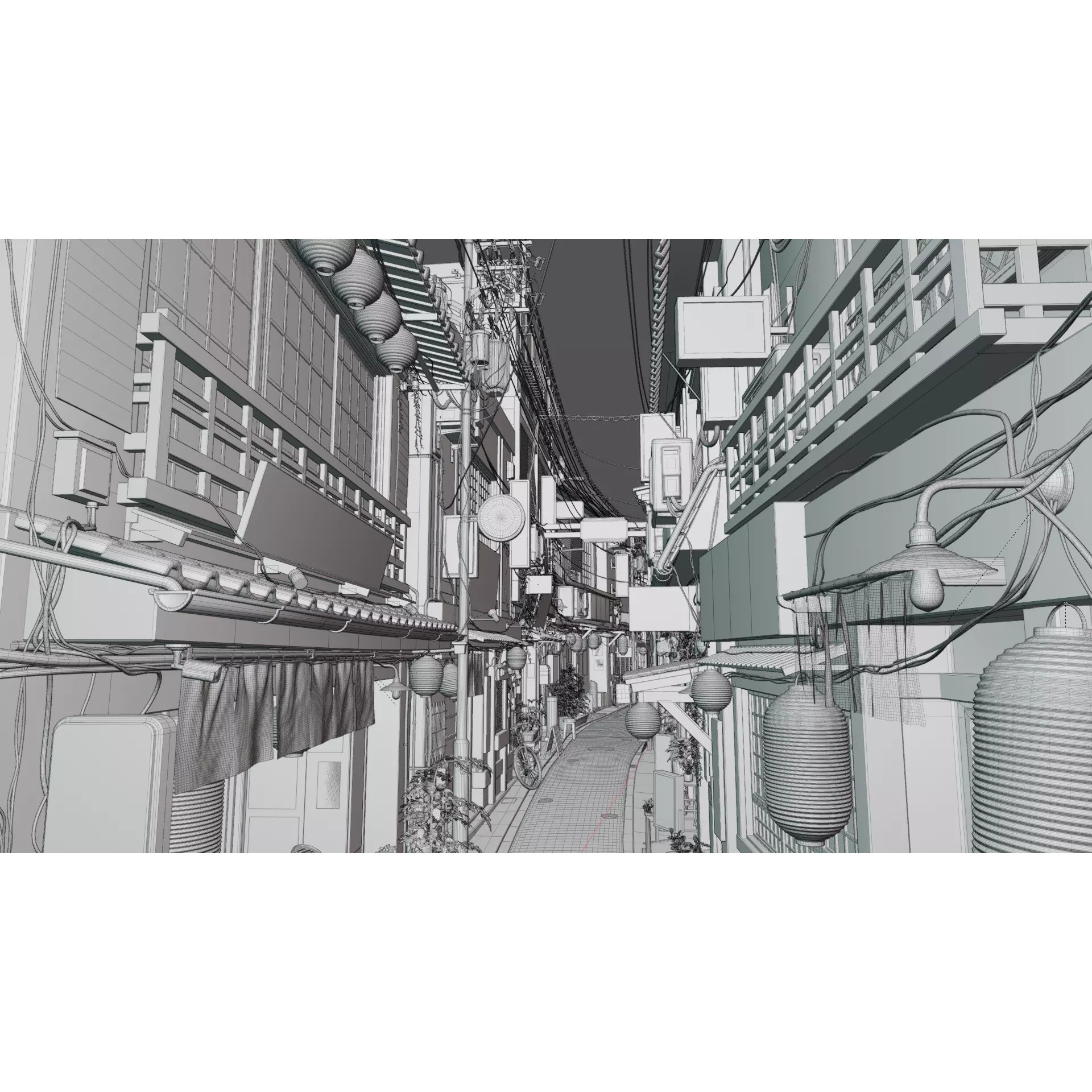 Japanese City Streets Pack - Low-Poly Game-Ready 3D Model - View 45