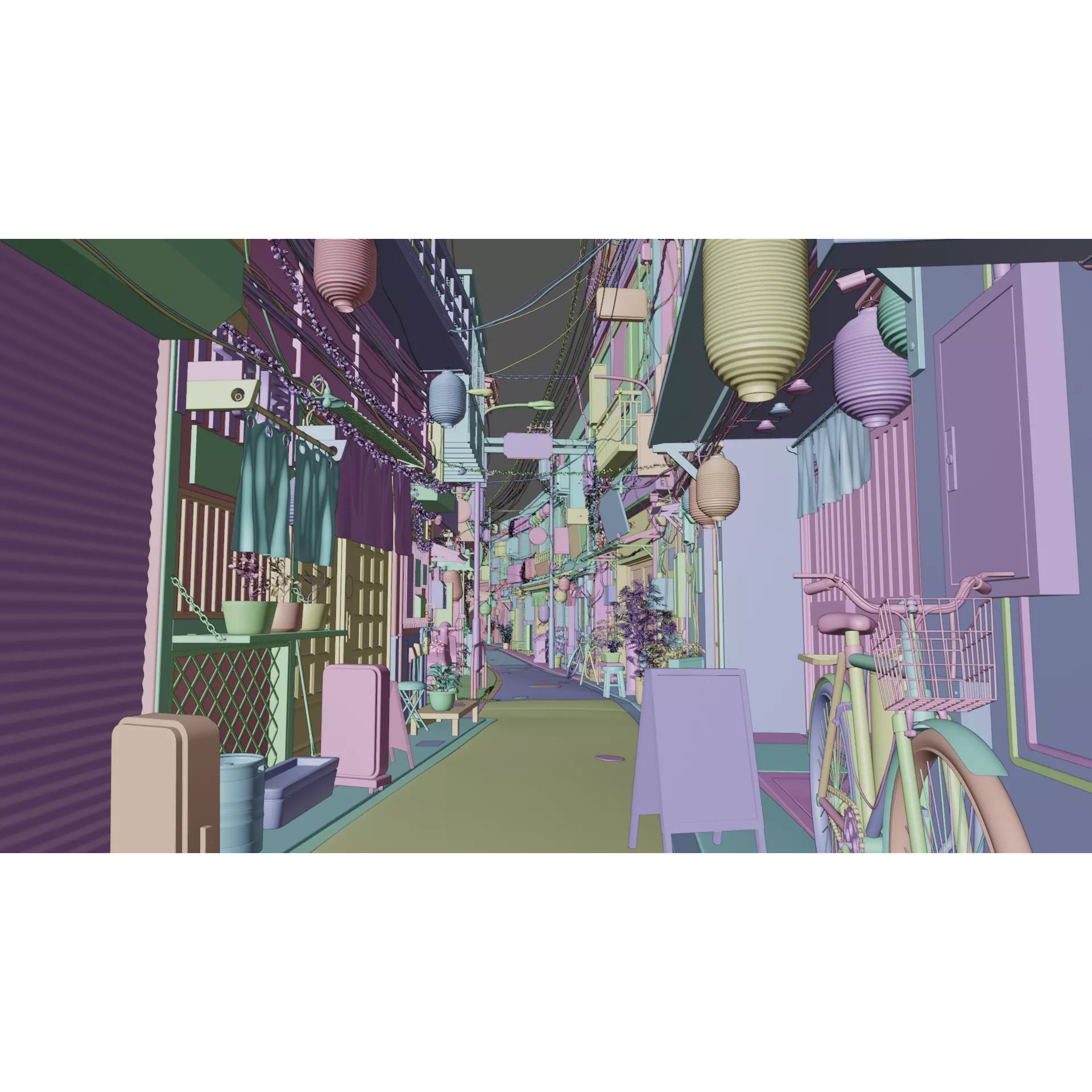 Japanese City Streets Pack - Low-Poly Game-Ready 3D Model - View 47