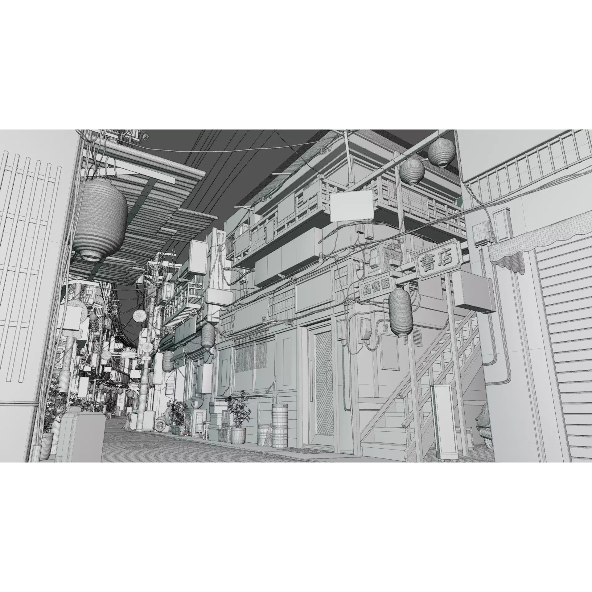 Japanese City Streets Pack - Low-Poly Game-Ready 3D Model - View 49