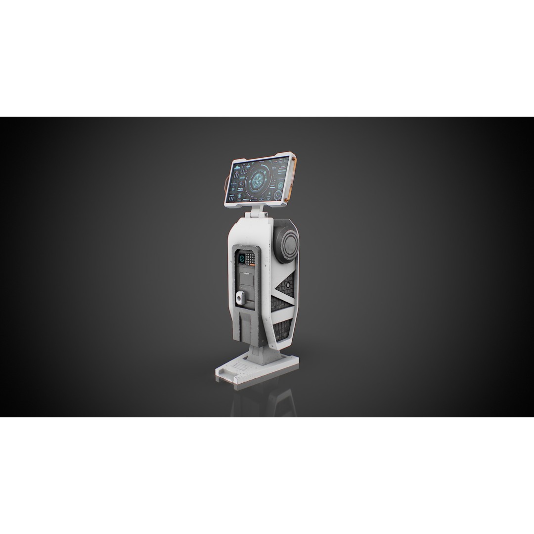 Futuristic Sci-Fi Terminal 3D Model – Low Poly Game Ready with PBR Textures - View 6