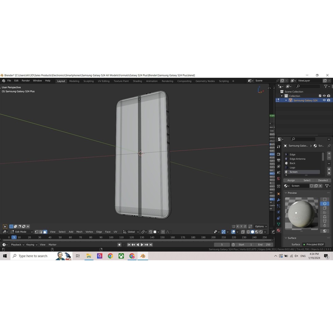 Samsung Galaxy S24 3D Model – Low Poly Game Ready Asset, FBX, OBJ