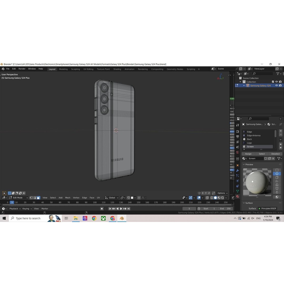 Samsung Galaxy S24 3D Model – Low Poly Game Ready Asset, FBX, OBJ - View 12