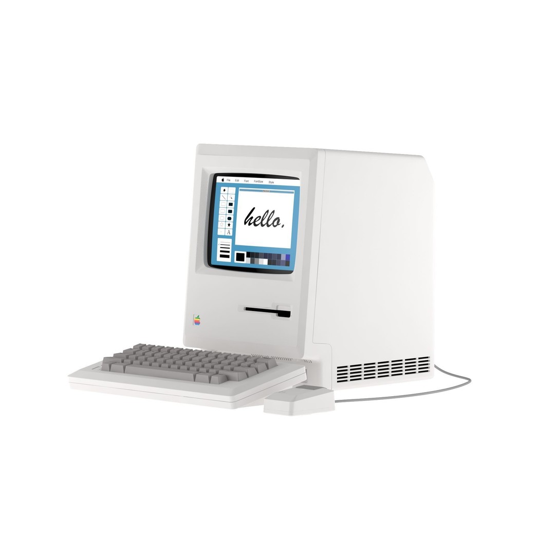 Apple Macintosh 128K 3D Model – Vintage Computer Asset, FBX/OBJ - View 12