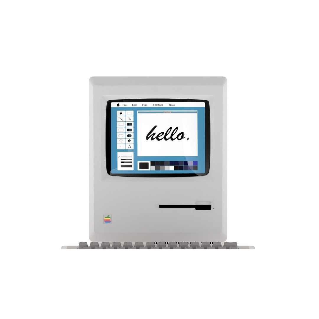 Apple Macintosh 128K 3D Model – Vintage Computer Asset, FBX/OBJ - View 13