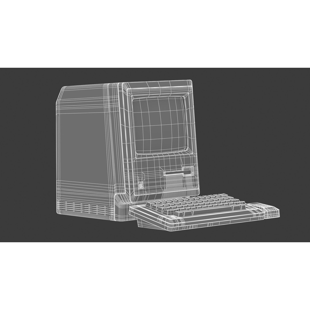 Apple Macintosh 128K 3D Model – Vintage Computer Asset, FBX/OBJ - View 19