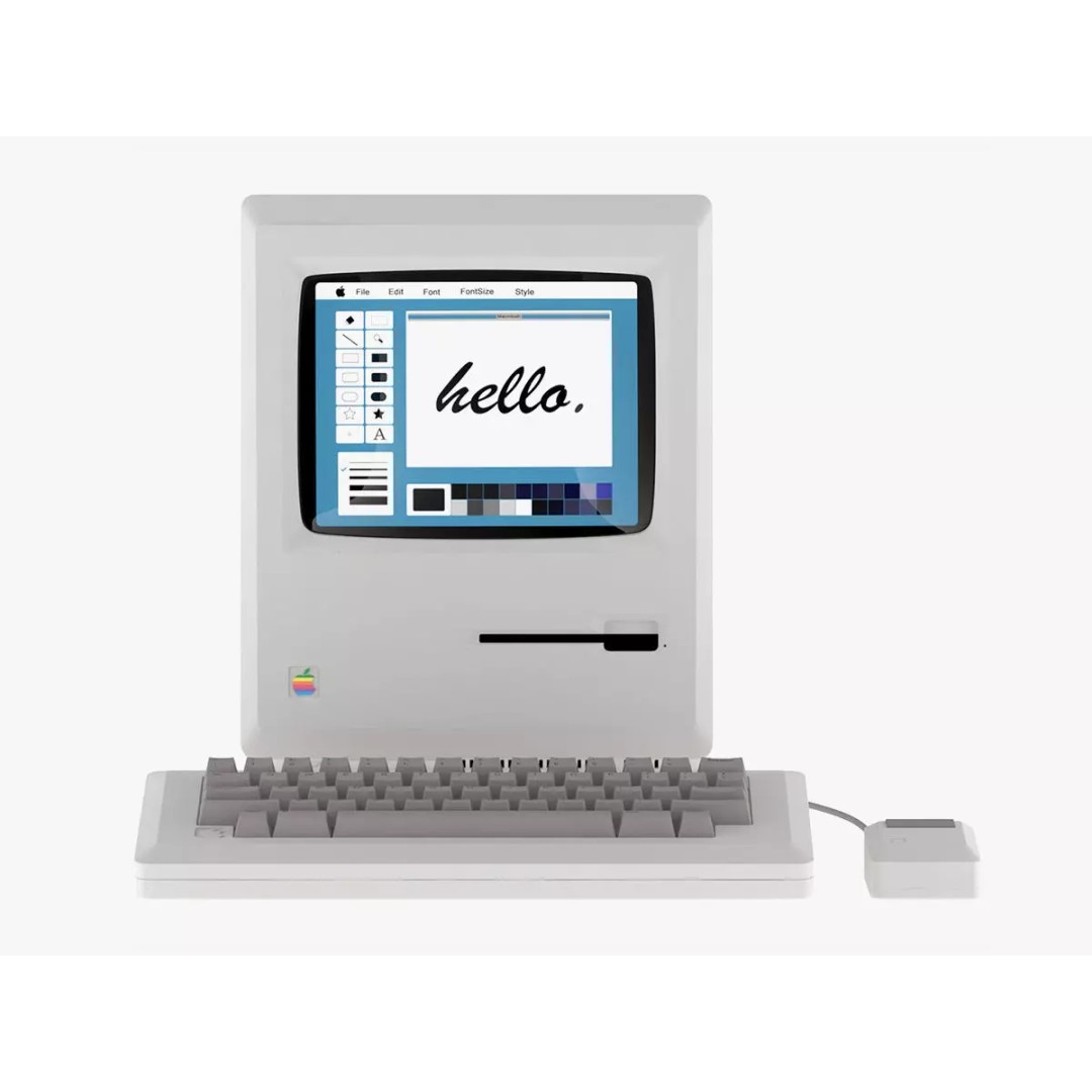 Apple Macintosh 128K 3D Model – Vintage Computer Asset, FBX/OBJ - View 2