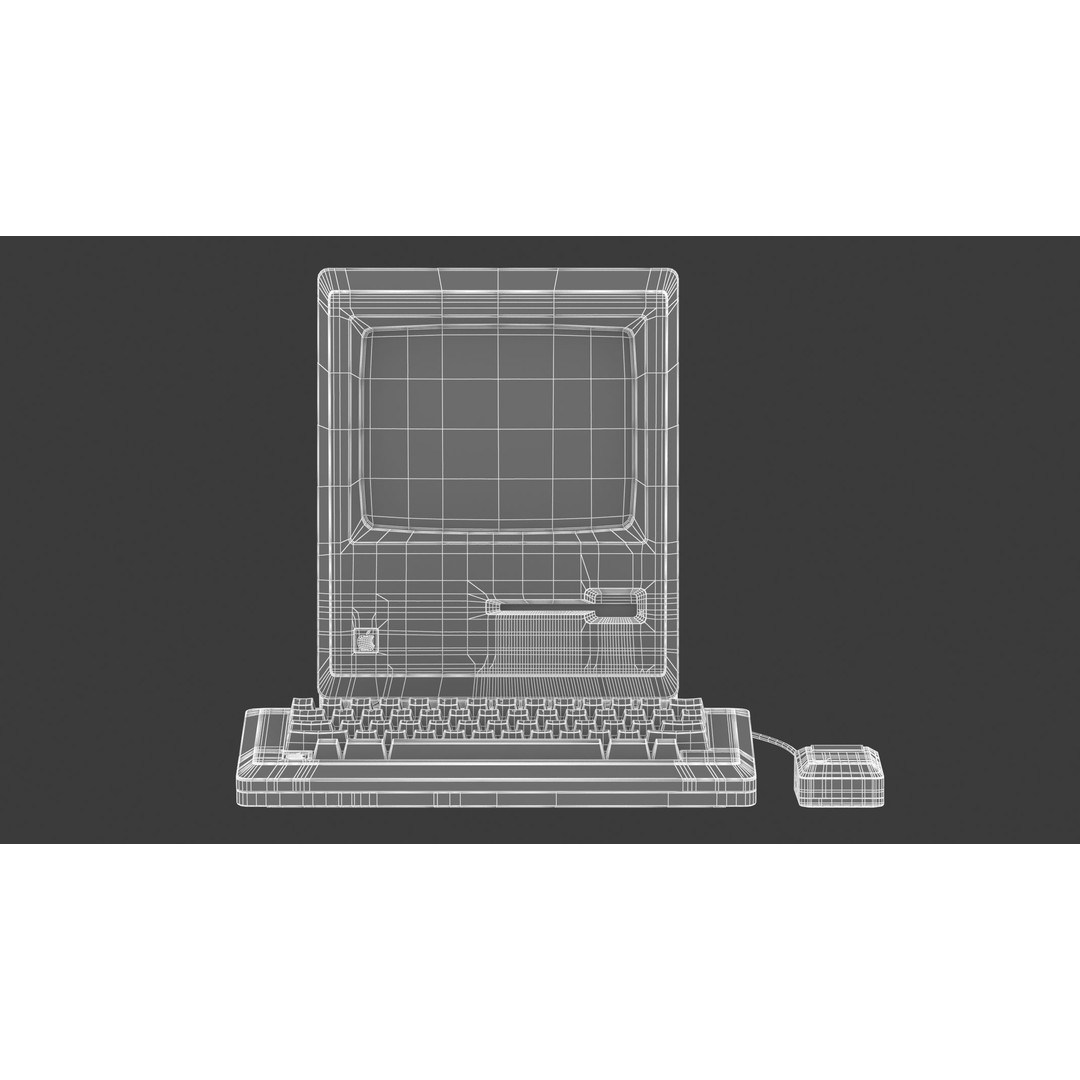 Apple Macintosh 128K 3D Model – Vintage Computer Asset, FBX/OBJ - View 24