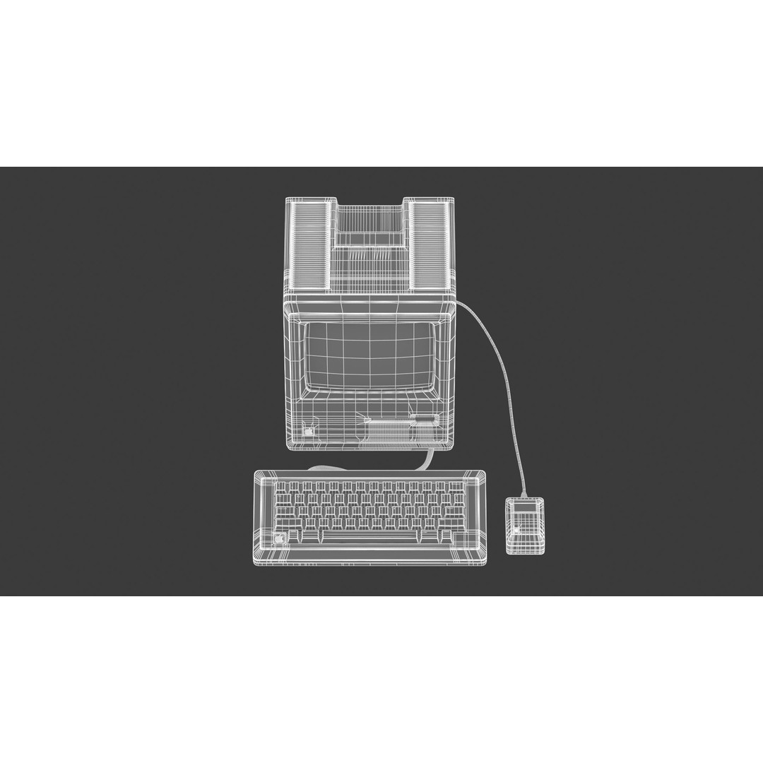 Apple Macintosh 128K 3D Model – Vintage Computer Asset, FBX/OBJ - View 26