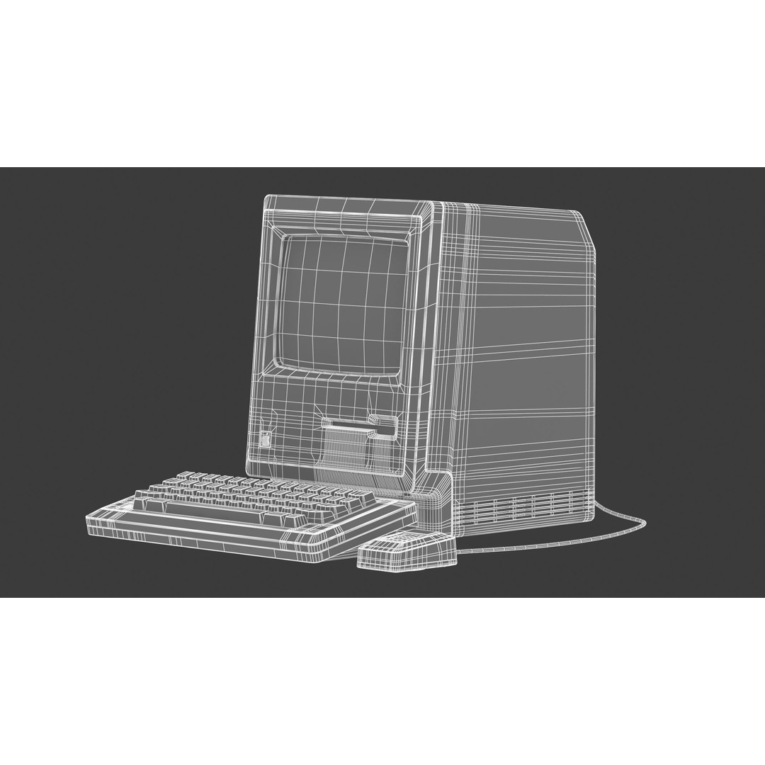 Apple Macintosh 128K 3D Model – Vintage Computer Asset, FBX/OBJ - View 28