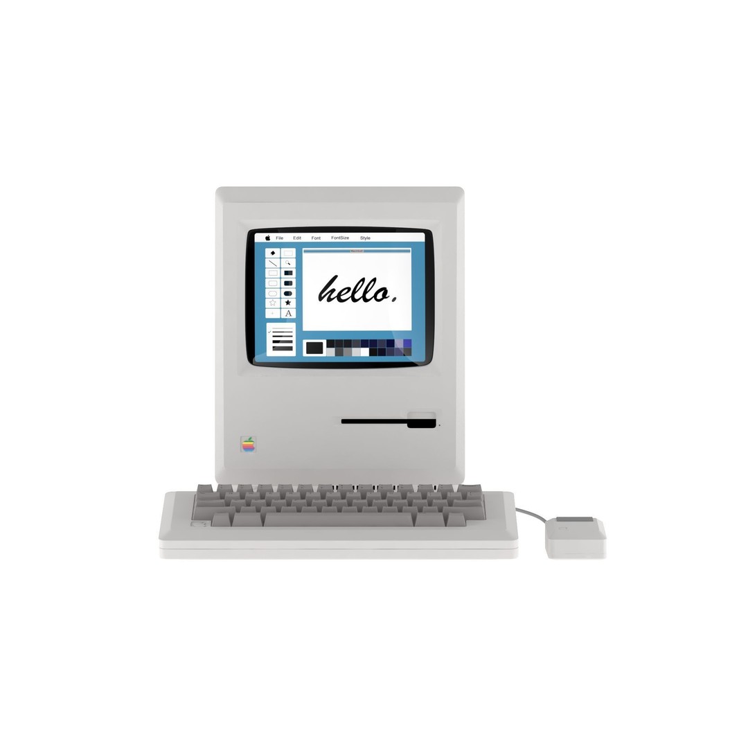 Apple Macintosh 128K 3D Model – Vintage Computer Asset, FBX/OBJ - View 8