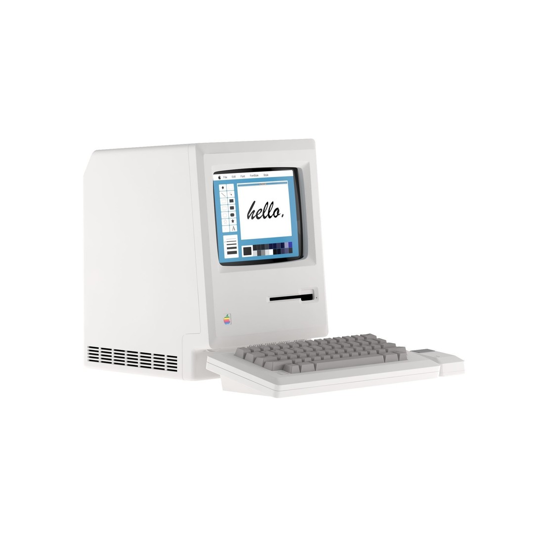 Apple Macintosh 128K 3D Model – Vintage Computer Asset, FBX/OBJ - View 9
