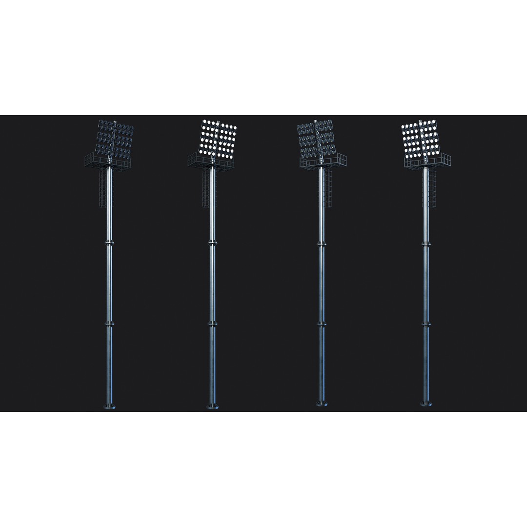 Stadium Light Tower 3D Model – Low Poly PBR Asset, FBX, OBJ