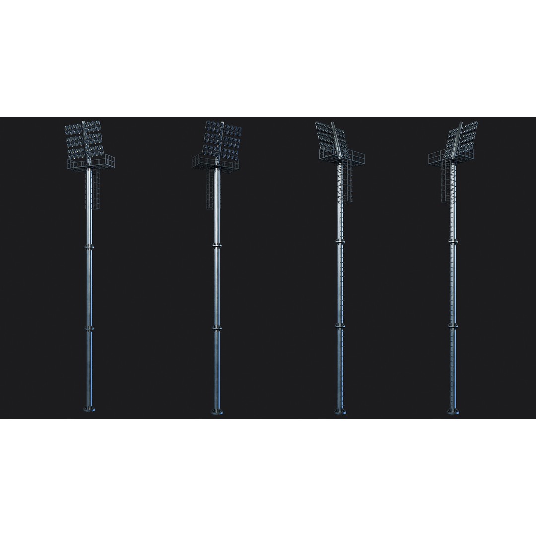 Stadium Light Tower 3D Model – Low Poly PBR Asset, FBX, OBJ - View 10