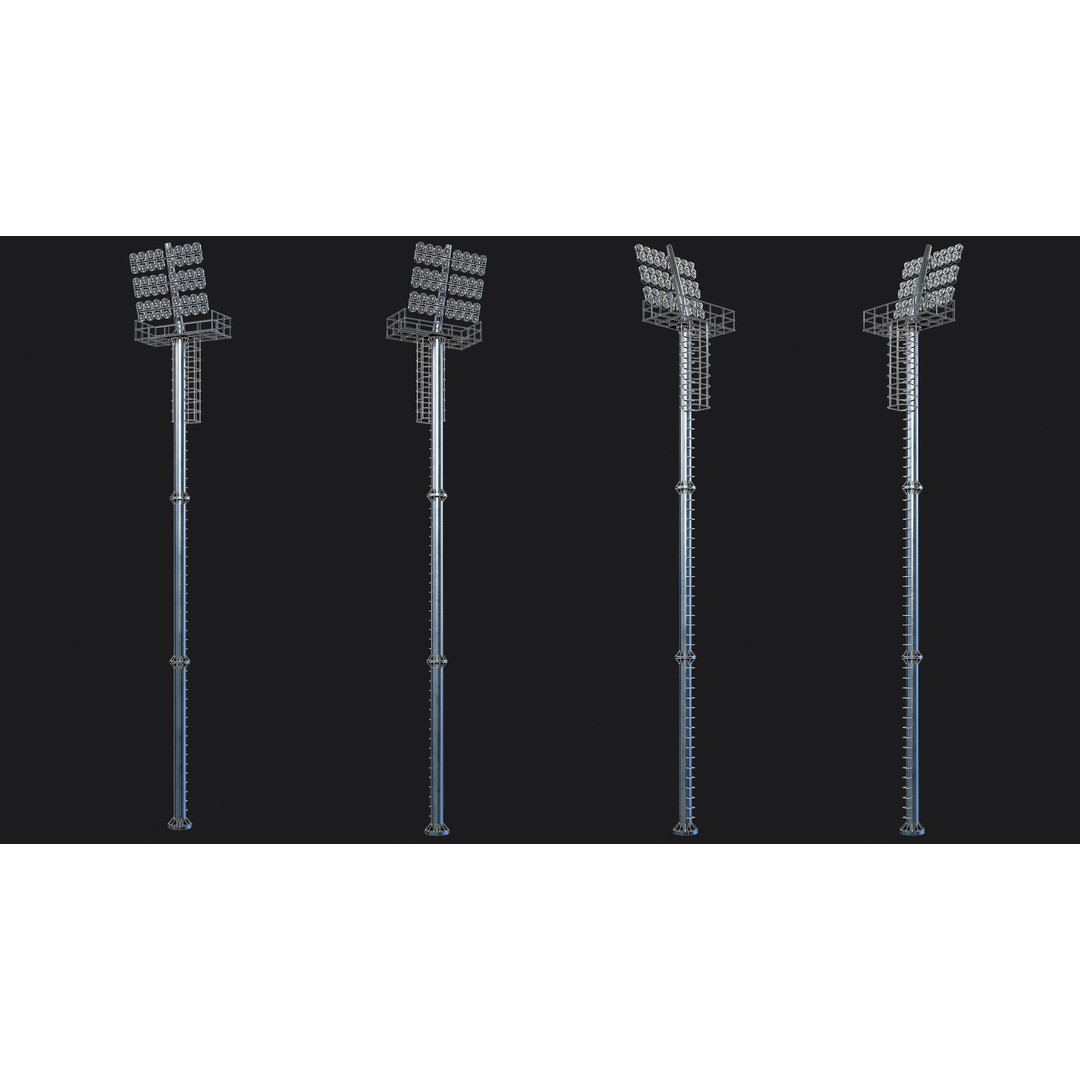 Stadium Light Tower 3D Model – Low Poly PBR Asset, FBX, OBJ - View 11