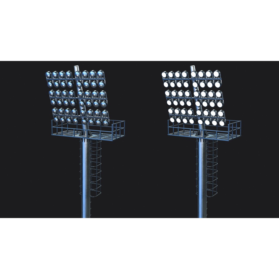 Stadium Light Tower 3D Model – Low Poly PBR Asset, FBX, OBJ - View 4