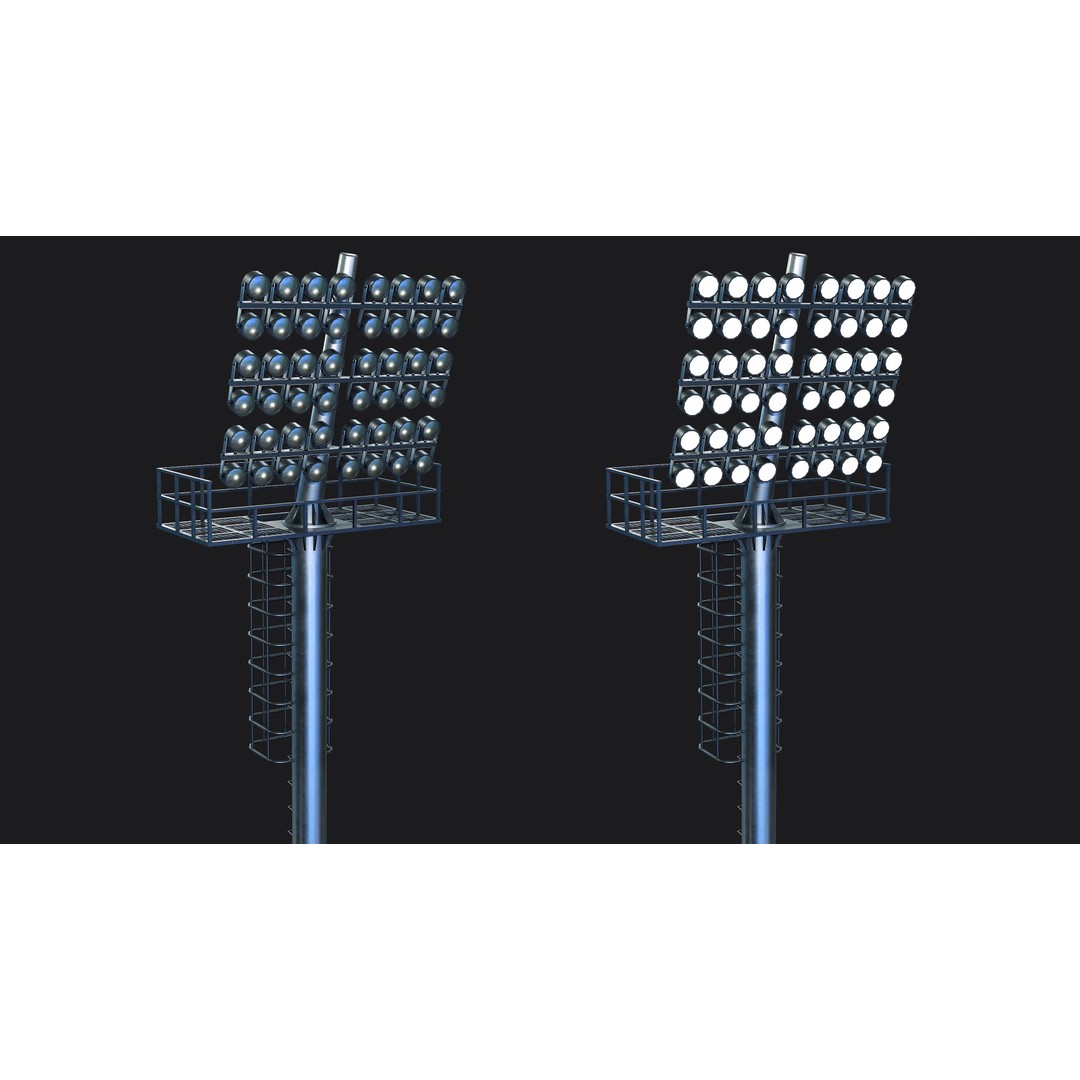 Stadium Light Tower 3D Model – Low Poly PBR Asset, FBX, OBJ - View 5