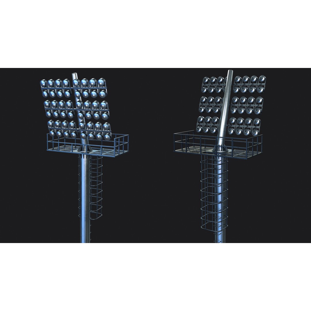 Stadium Light Tower 3D Model – Low Poly PBR Asset, FBX, OBJ - View 6