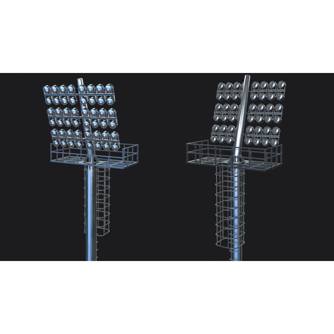 Stadium Light Tower 3D Model – Low Poly PBR Asset, FBX, OBJ - View 7