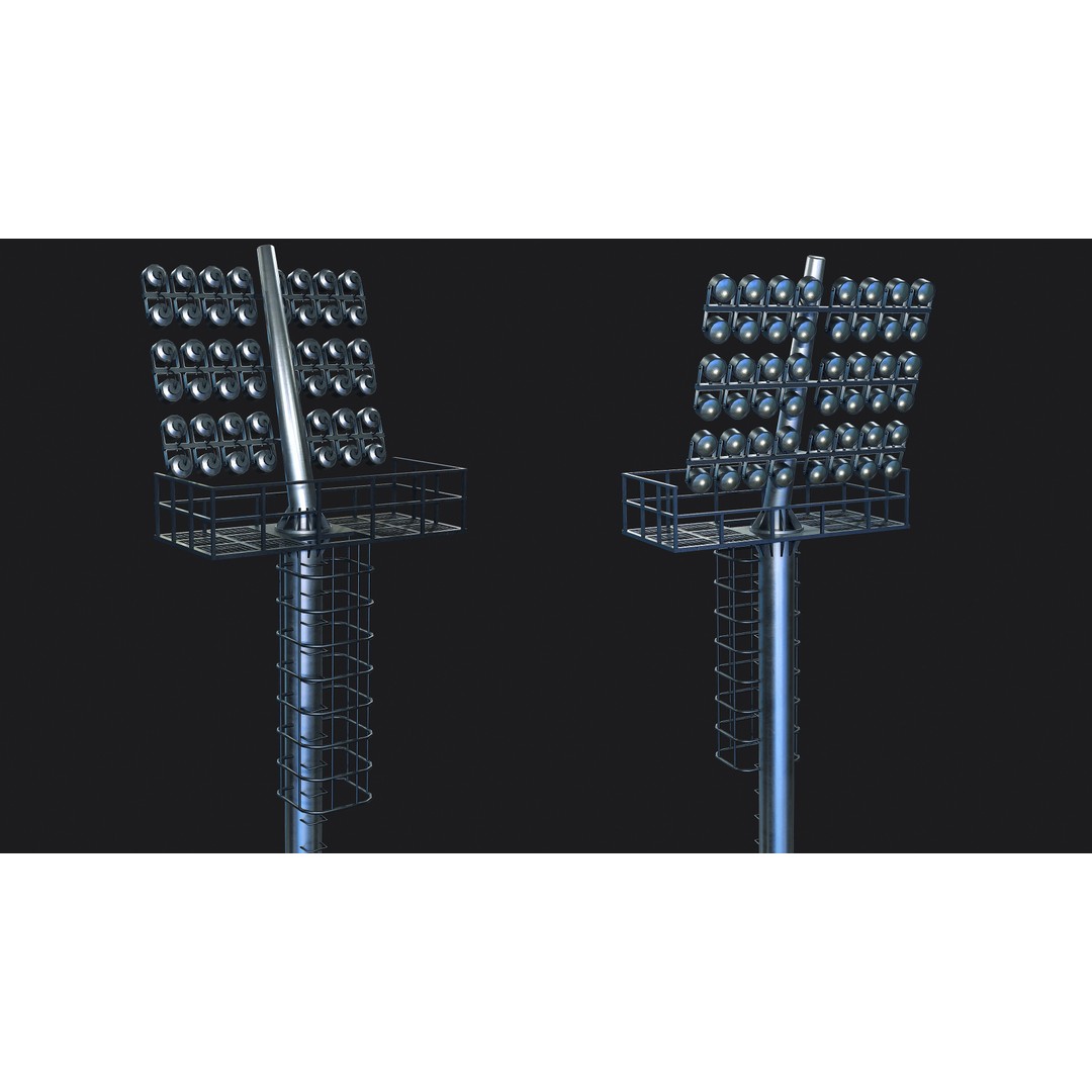 Stadium Light Tower 3D Model – Low Poly PBR Asset, FBX, OBJ - View 8
