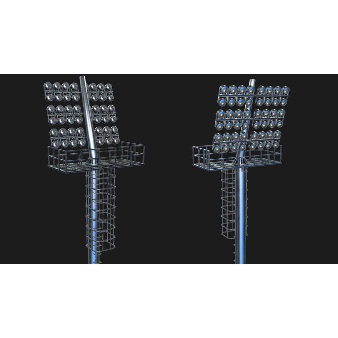 Stadium Light Tower 3D Model – Low Poly PBR Asset, FBX, OBJ - View 9