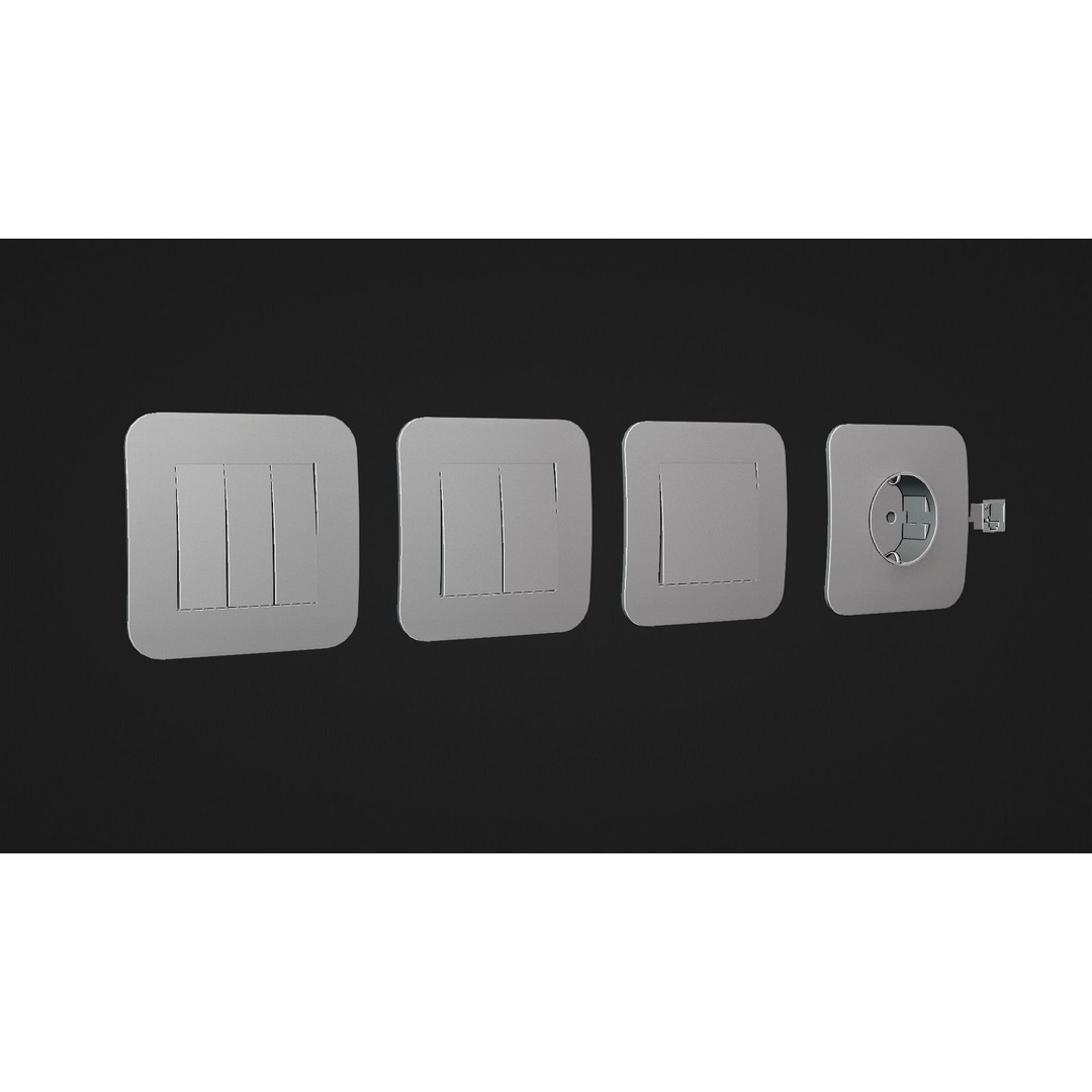 Switches and Outlets 3D Model – Low Poly Game Asset, FBX, OBJ - View 17