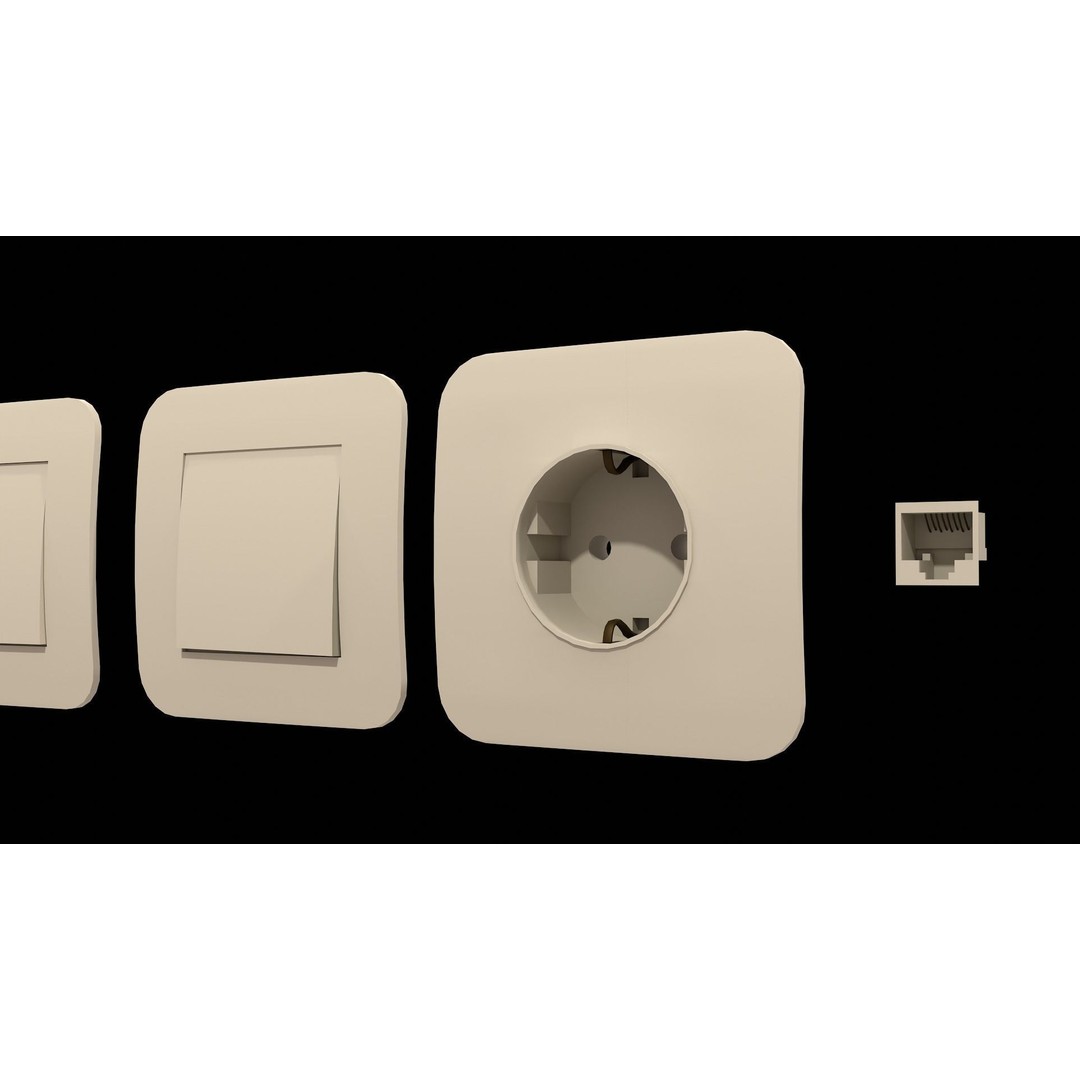 Switches and Outlets 3D Model – Low Poly Game Asset, FBX, OBJ - View 5