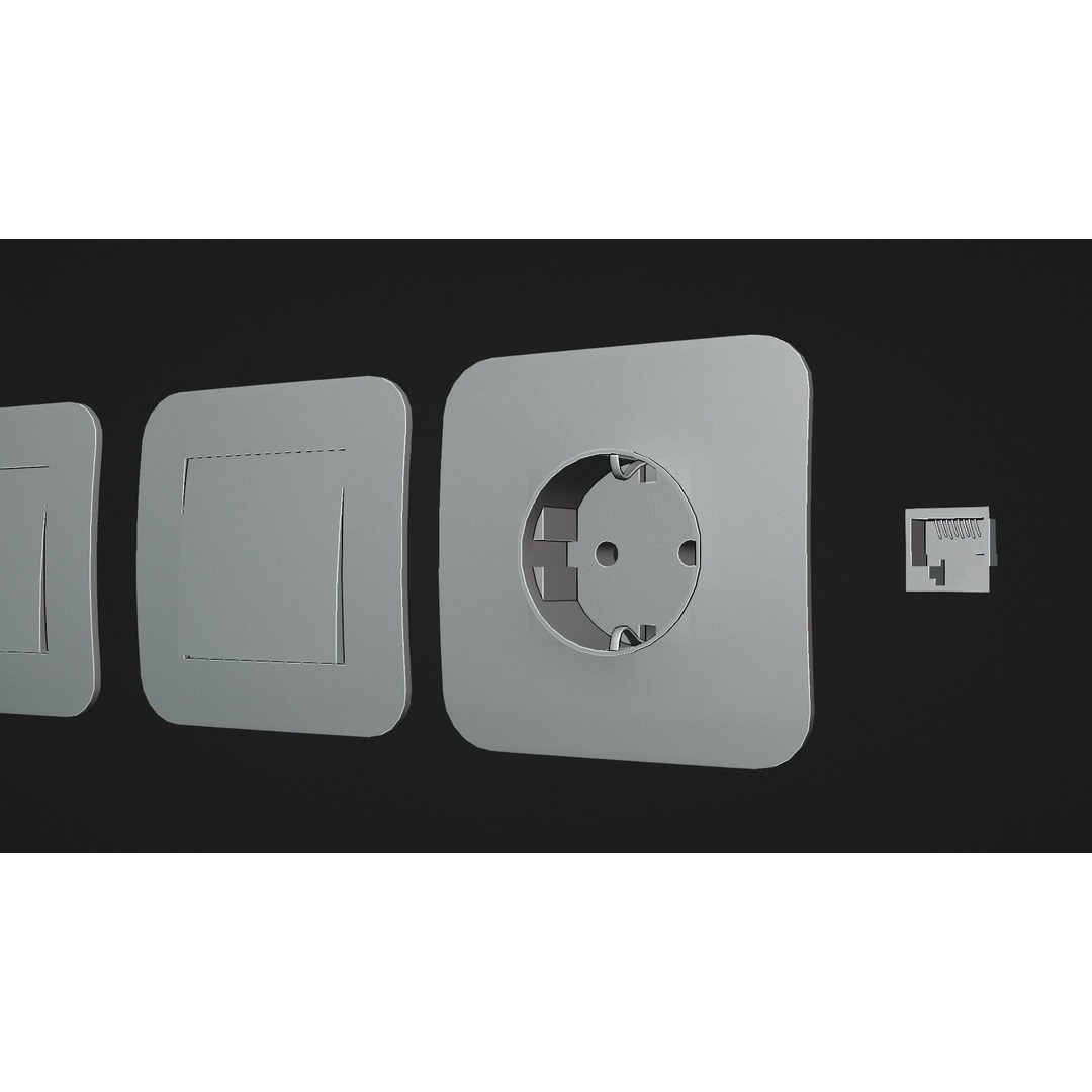 Switches and Outlets 3D Model – Low Poly Game Asset, FBX, OBJ - View 9