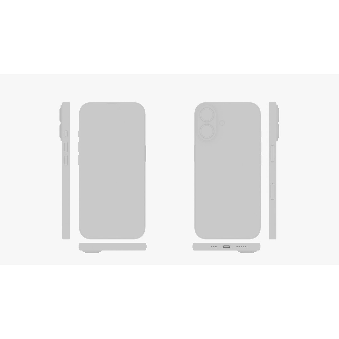 Apple iPhone 16 White 3D Model – High Poly PBR Asset, FBX, OBJ - View 19