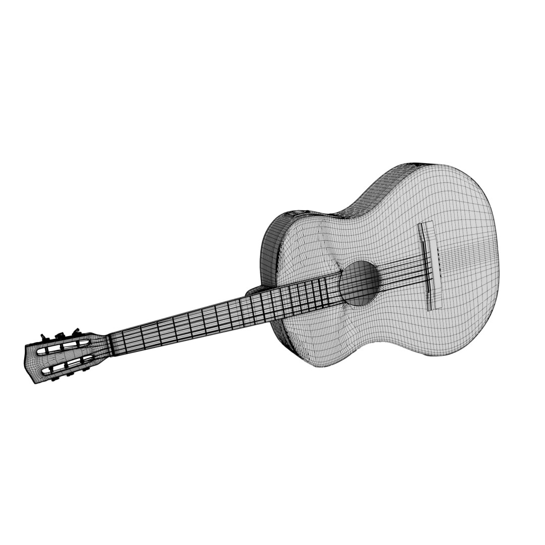 Guitar 3D Model – Low Poly Game Asset, FBX & OBJ Formats - View 8