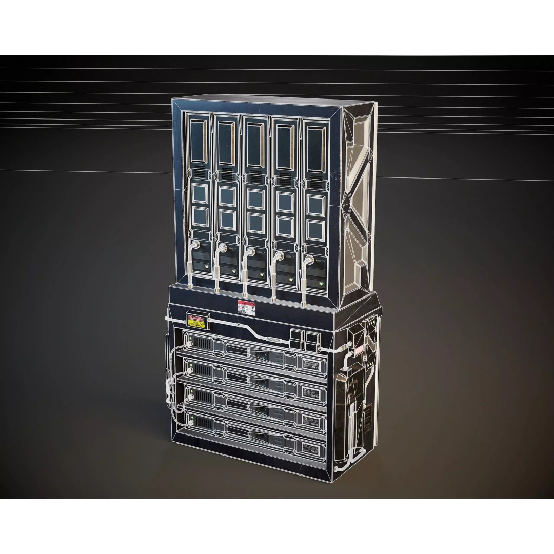 Sci-Fi Server Unit A 3D Model – Low-Poly PBR Game Asset, FBX/OBJ