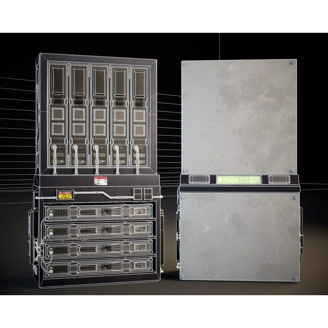 Sci-Fi Server Unit A 3D Model – Low-Poly PBR Game Asset, FBX/OBJ - View 4