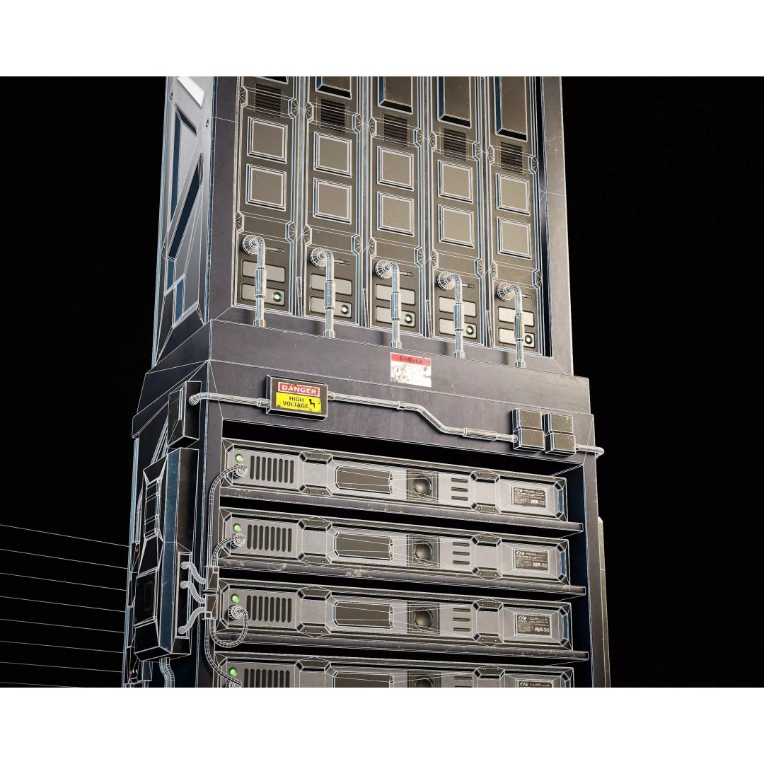 Sci-Fi Server Unit A 3D Model – Low-Poly PBR Game Asset, FBX/OBJ - View 6