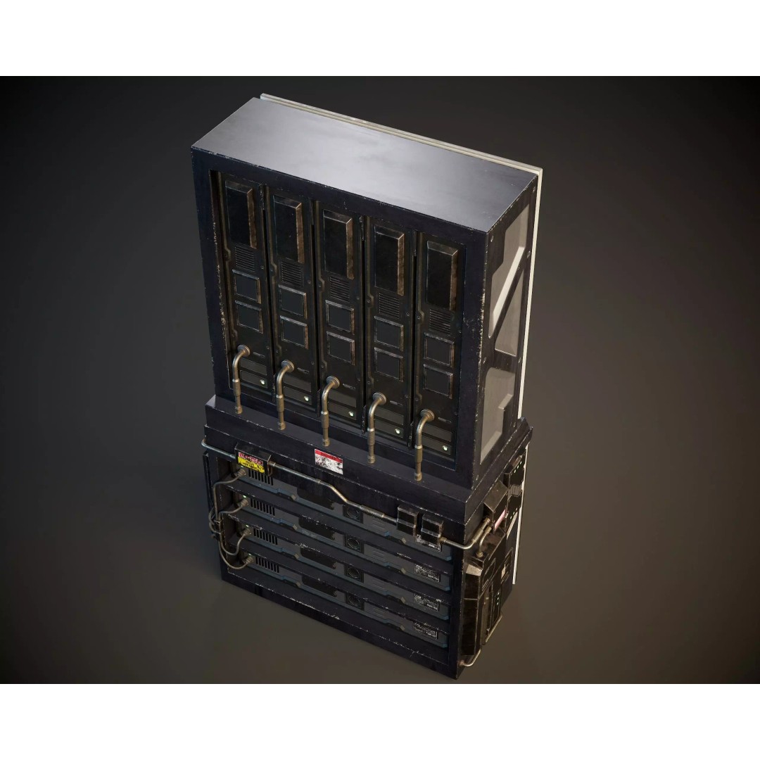 Sci-Fi Server Unit A 3D Model – Low-Poly PBR Game Asset, FBX/OBJ - View 7