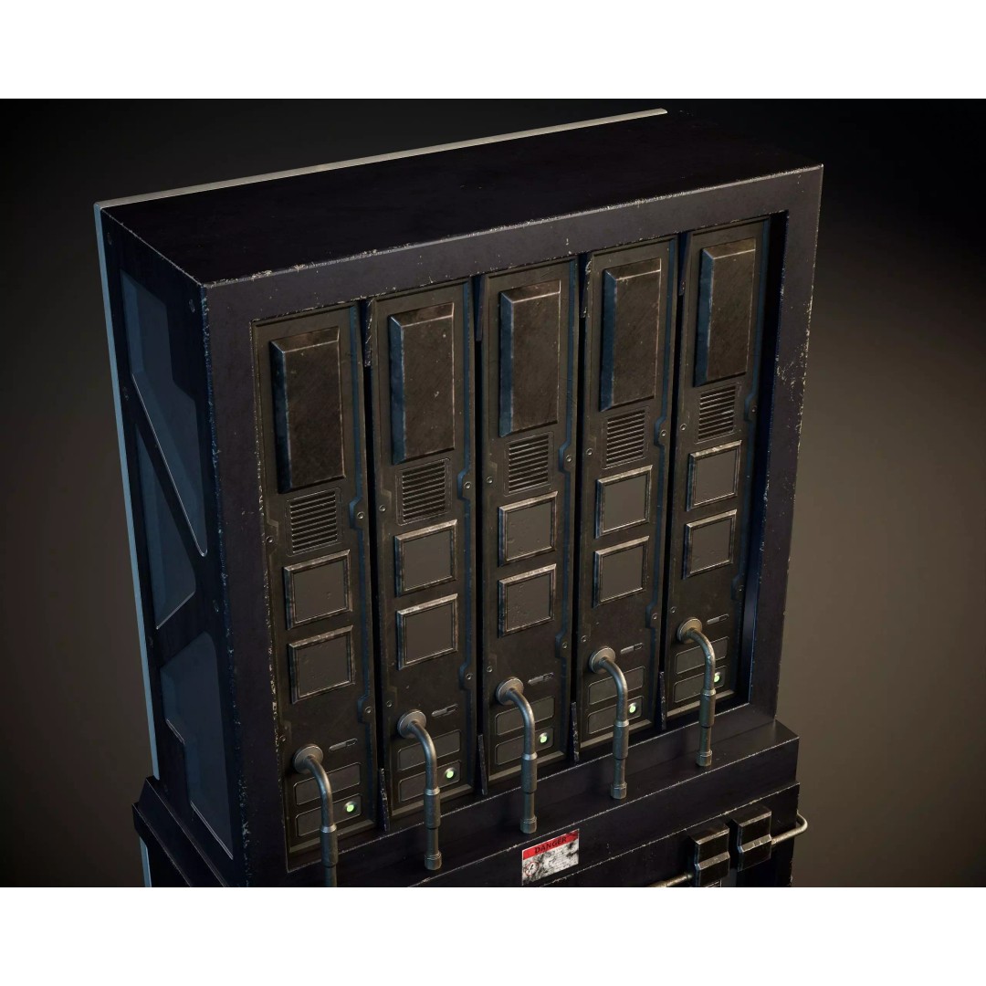 Sci-Fi Server Unit A 3D Model – Low-Poly PBR Game Asset, FBX/OBJ - View 9
