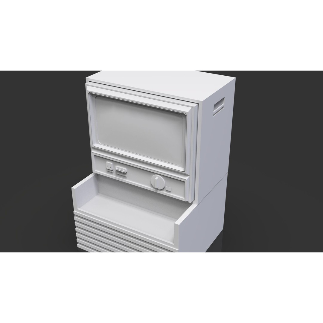 Retro Television 3D Model – Untextured Low Poly Mesh for Concepting - View 7