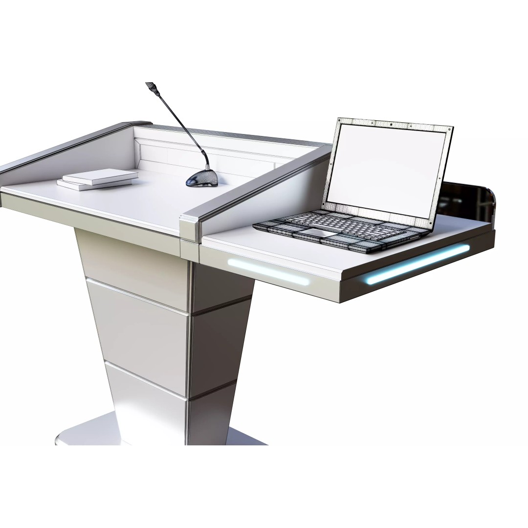 Digital Lectern Podium 3D Model – Futuristic Multimedia Design, FBX, OBJ - View 15