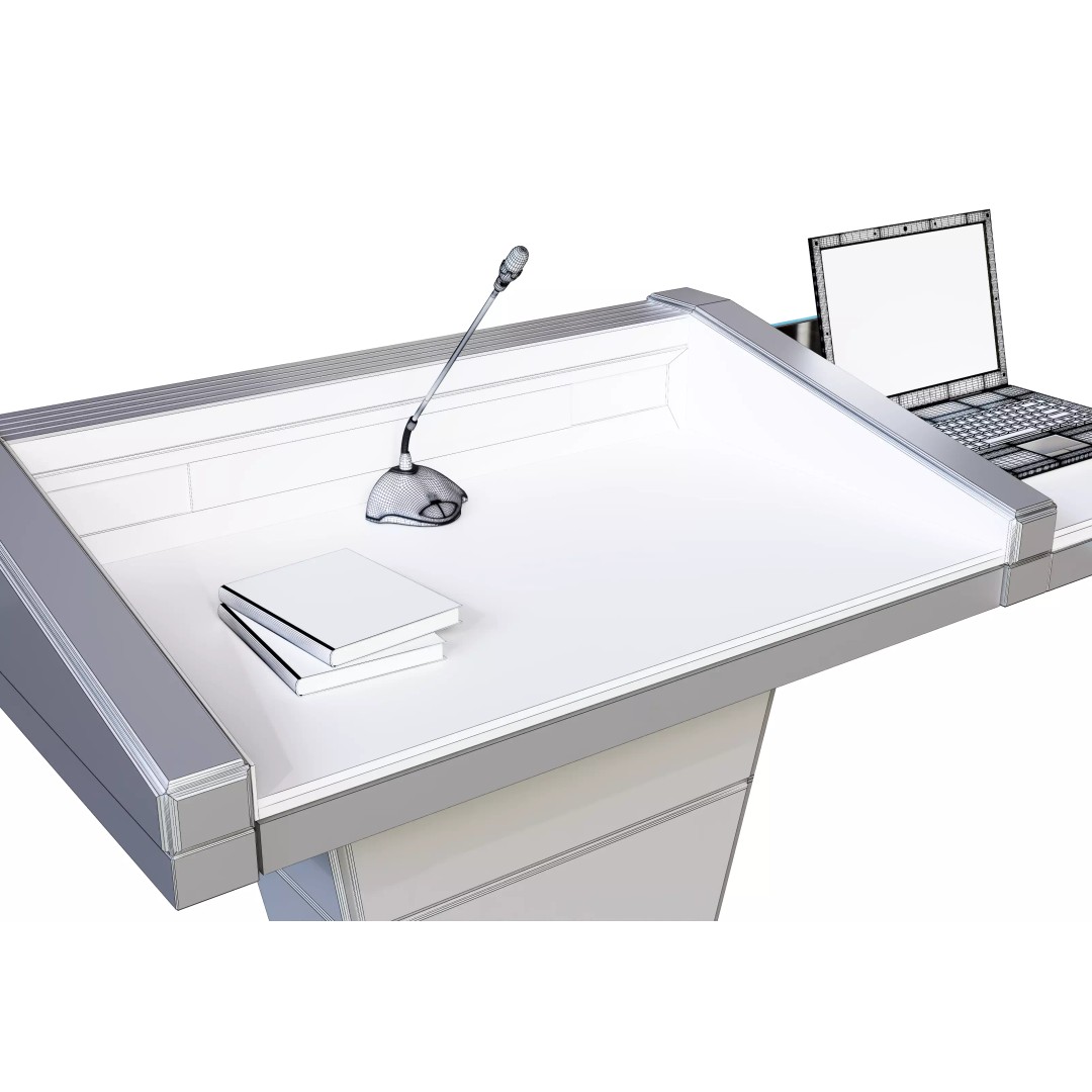 Digital Lectern Podium 3D Model – Futuristic Multimedia Design, FBX, OBJ - View 17